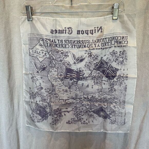 1945 Surrender of Japan Silk Map Handkerchief - Nippon Times - Picture 6 of 7
